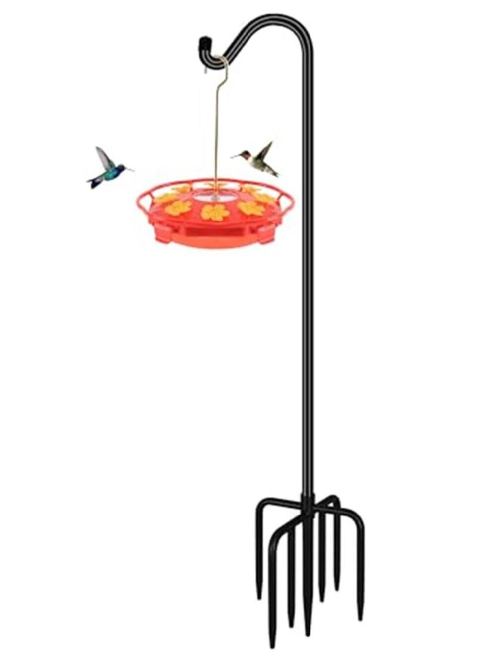 76'' Bird Feeder Pole, Heavy Duty Shepherds Hooks for Outdoor with 7-Prong Base